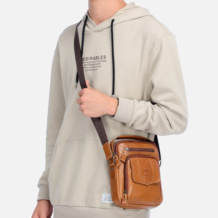 BULL CAPTAIN 777 Men Leather Shoulder Bag First-Layer Cowhide Retro Large Capacity Satchel(Brown) by BULL CAPTAIN