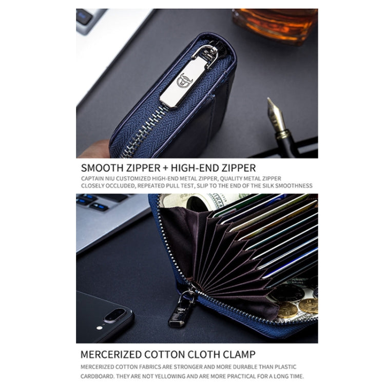 BULL CAPTAIN 05 Head Layer Leather Card Bag Men Casual Leather Driver License Card Package(Dark Blue) by bashfashion
