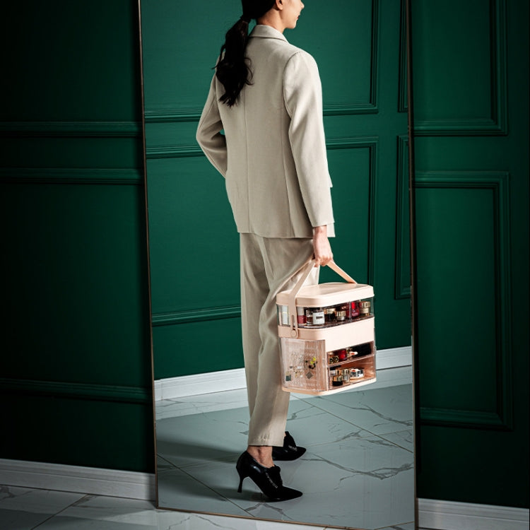 1003 Cosmetic Storage Box Desktop Dust-Proof Skin Care Products Large-Capacity Rack, Specification: Single Mirror Style (Peacock Green) by bashfashion