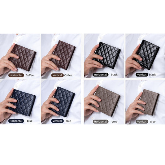 BULL CAPTAIN 0204 First-Layer Cowhide Anti-Theft Card Clamp Men Wallet, Colour: Wisdom Black (Horizontal) by bashfashion