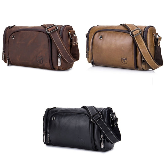 BULL CAPTAIN HKDJB--001 Cowhide Messenger Bag Sports Men Single-shoulder Bag, Colour: Black by BULL CAPTAIN