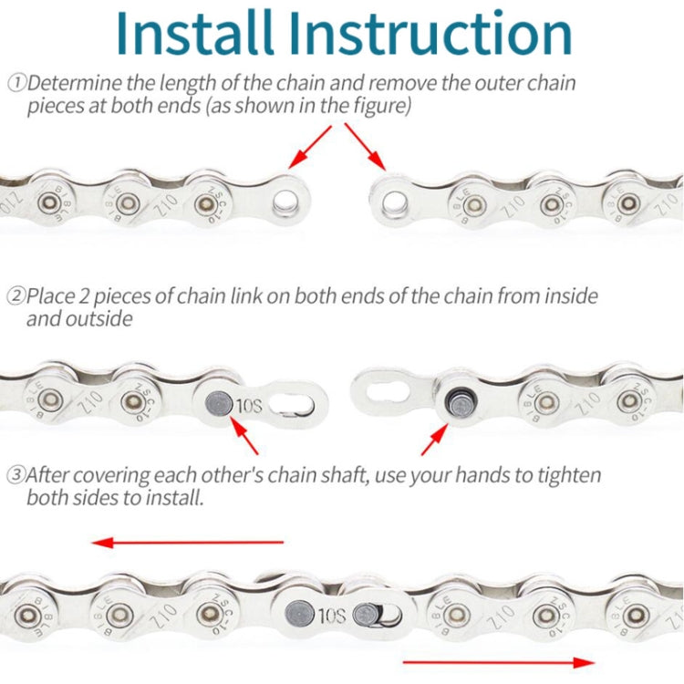 3 Pairs 10 Speed (Gold) ZH405 Mountain Road Bicycle Chain Magic Buckle Chain Quick Release Buckle by bashfashion