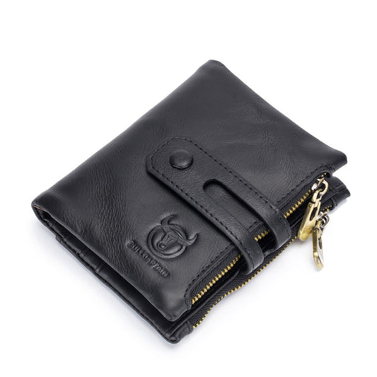 BULL CAPTAIN 021 Leather Men Vertical Wallet Short Multi-Function Wallet(Black) by BULL CAPTAIN