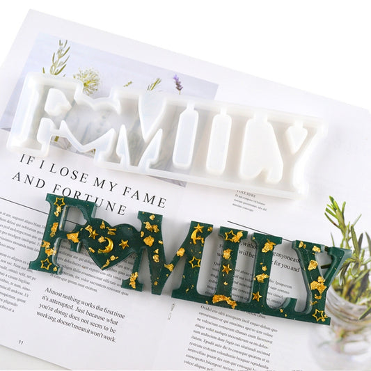 2 PCS DIY Crystal Epoxy Silicone Letter Mold(Anti-letter MD3302_Family Mold) by bashfashion