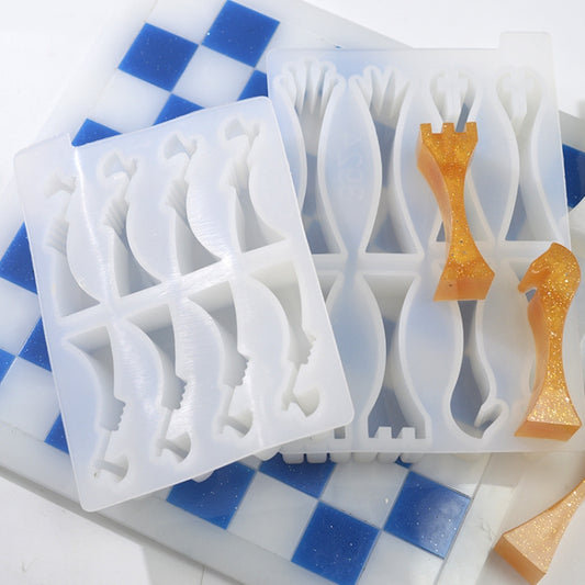 DIY Stereo Chess Pieces Epoxy Mold Homemade Chess Game Silicone Mold(MD3924 + 3925) by bashfashion