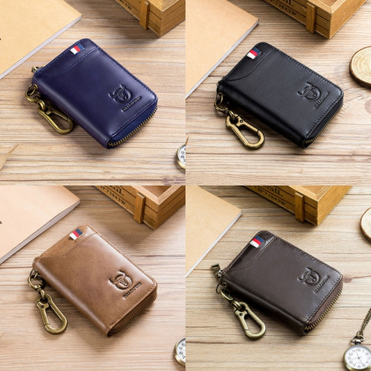 BULL CAPTAIN 474 Multifunctional Leather Coin Purse Hanging Waist Anti-Brush Key Bag, Colour: Brown Gift Box by BULL CAPTAIN