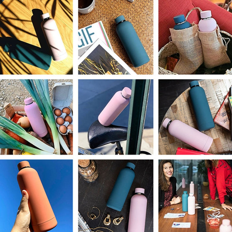 Stainless Steel Outdoor Matte Water Bottle Portable Sports Water Cup Rubber Paint Insulation Cup(Lake Blue) by bashfashion