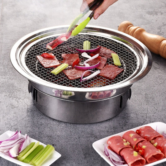 Household Stainless Steel Charcoal Barbecue Stove Outdoor Camping Portable Charcoal Stove Set, Size: 35cm(Stove Body + BBQ Net) by bashfashion