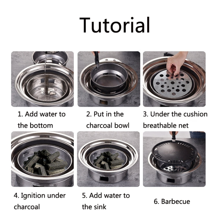 Household Stainless Steel Charcoal Barbecue Stove Outdoor Camping Portable Charcoal Stove Set, Size: 35cm(Stove Body + BBQ Net) by bashfashion