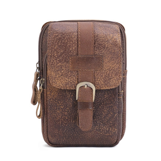 6371 Men Mobile Phone Belt Bag Multifunctional Retro Satchel Waist Bag(Brown) by bashfashion