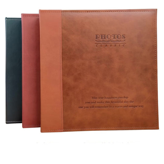 12 Inch 20 Pages/40P PU Leather Photo Album Self-Adhesive Souvenir Album DIY Laminated Photo Album(Jujube Red) by bashfashion