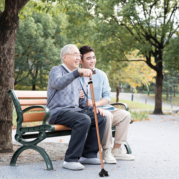 TBS-009 Four-Legged Folding Elderly Crutches Aluminum Alloy Light And Multifunctional Non-Slip Crutches With Light(Black) by bashfashion