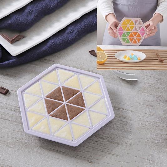 Home Creative DIY Ice Grid Mould Hexagonal Homemade Ice Mold With Tray Ice Cube Ice Cream Ice Box(Purple) by bashfashion