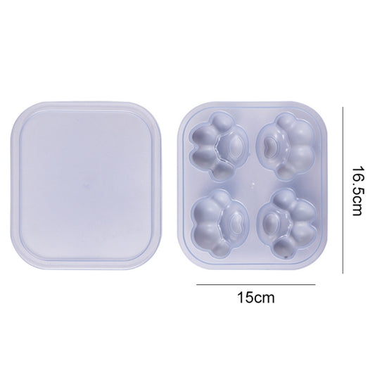 Household Cat Paw Shape Creative Silicone Ice Box Ice Cube Mold Ice Hockey DIY Food Supplement Box with Lid(Lilac Purple) by bashfashion