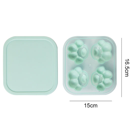 Household Cat Paw Shape Creative Silicone Ice Box Ice Cube Mold Ice Hockey DIY Food Supplement Box with Lid(Vegetation Green) by bashfashion