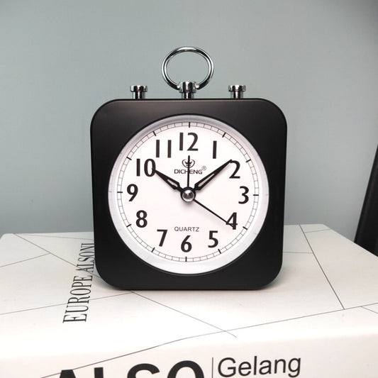 Lazy Silent Small Alarm Clock Office Home Desktop Clock(Black) by bashfashion