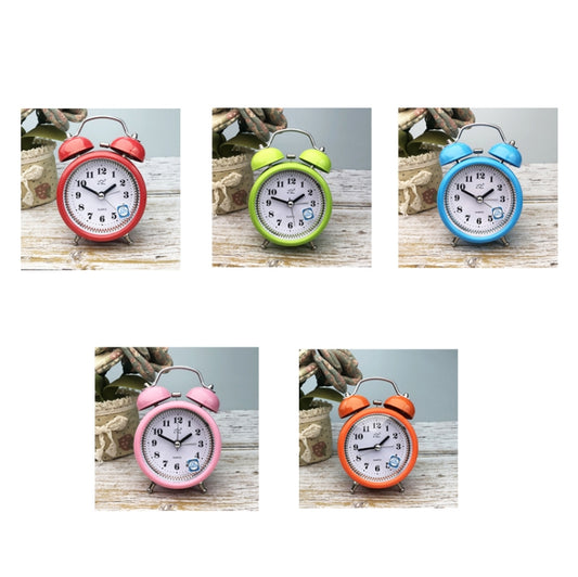 3 Inch Metal Bell Alarm Clock With Night Light Student Bedside Fashion Clock(Orange) by bashfashion