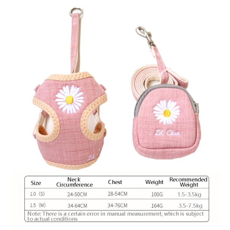 ZiChen Plain Embroidery Dog ??Traction Rope Pet Chest Strap, Size: M(Pink) by bashfashion