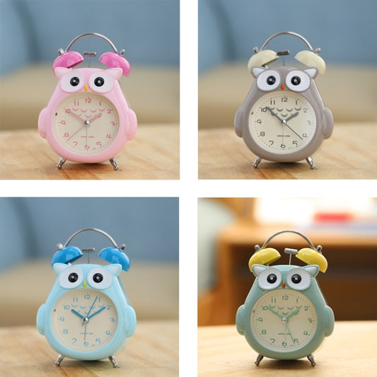 3 Inch Children Cartoon Owl Luminous Silent Bedside Snooze Small Alarm Clock(Light Blue) by bashfashion