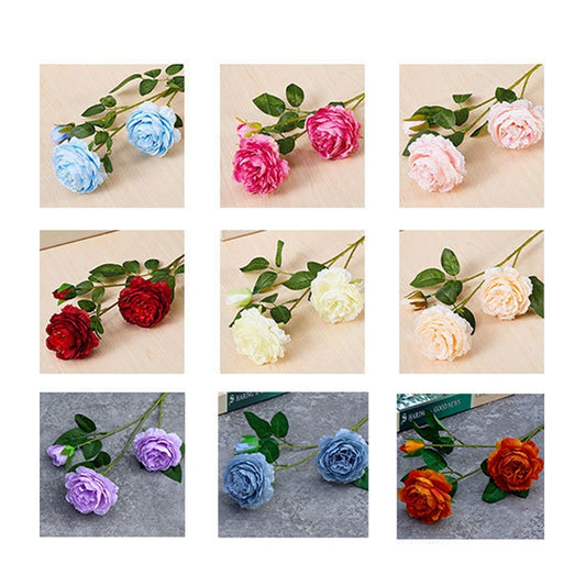 5pcs JC0055 Continental Core Flower Beam Wedding Simulation Flower Home Artificial Silk Flower(Peony Light Purple) by bashfashion