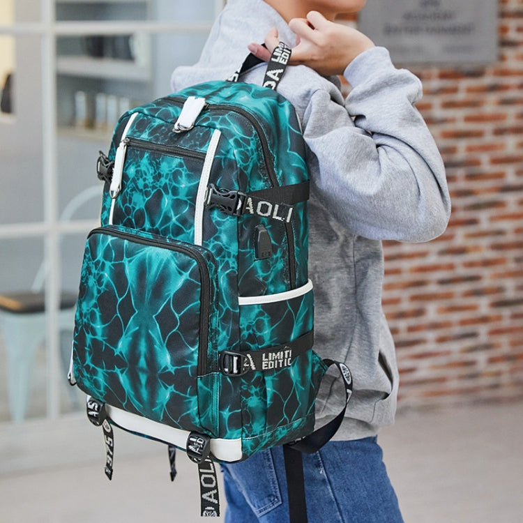 6101-5 Printed Backpack Large Capacity Computer Backpack Waterproof Student School Bag(Black Skin) by bashfashion
