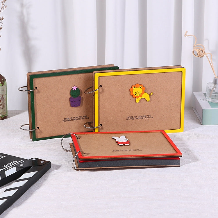 Wooden Loose-Leaf Album Children Growth Painting Album Couple DIY Handmade Gifts(Cactus Ball) by bashfashion