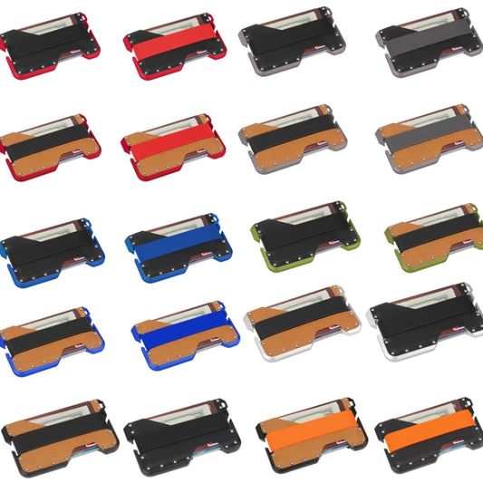 JK02 Metal Card Holder RFID Anti-Theft Leather Wallet EDC Multifunctional Stainless Steel Aluminum Alloy Card Holder(Gray + Khaki + Gray) by bashfashion