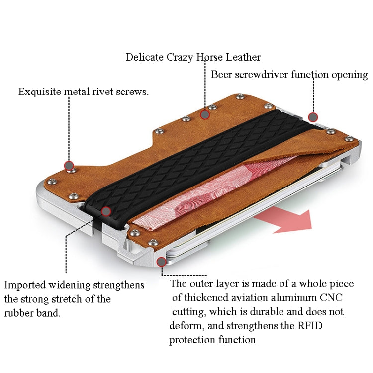 JK02 Metal Card Holder RFID Anti-Theft Leather Wallet EDC Multifunctional Stainless Steel Aluminum Alloy Card Holder(Black) by bashfashion