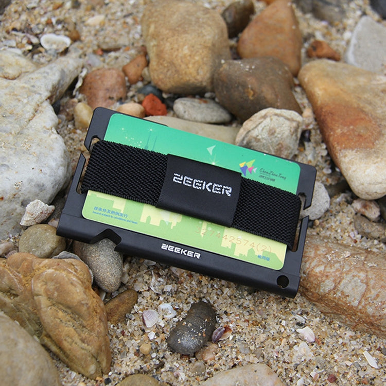 ZEEKER JK03 Aluminum Alloy Card Holder Multi-Function Elastic Band Women And Men Wallet Metal Business Card Holder(Blue) by ZEEKER