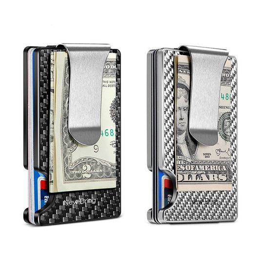New-Bring Metal Carbon Fiber Wallet Ultra-Thin Card Holder Male RFID Anti-Theft Simple Wallet Bank Credit Card Storage Device(Silver) by New-Bring