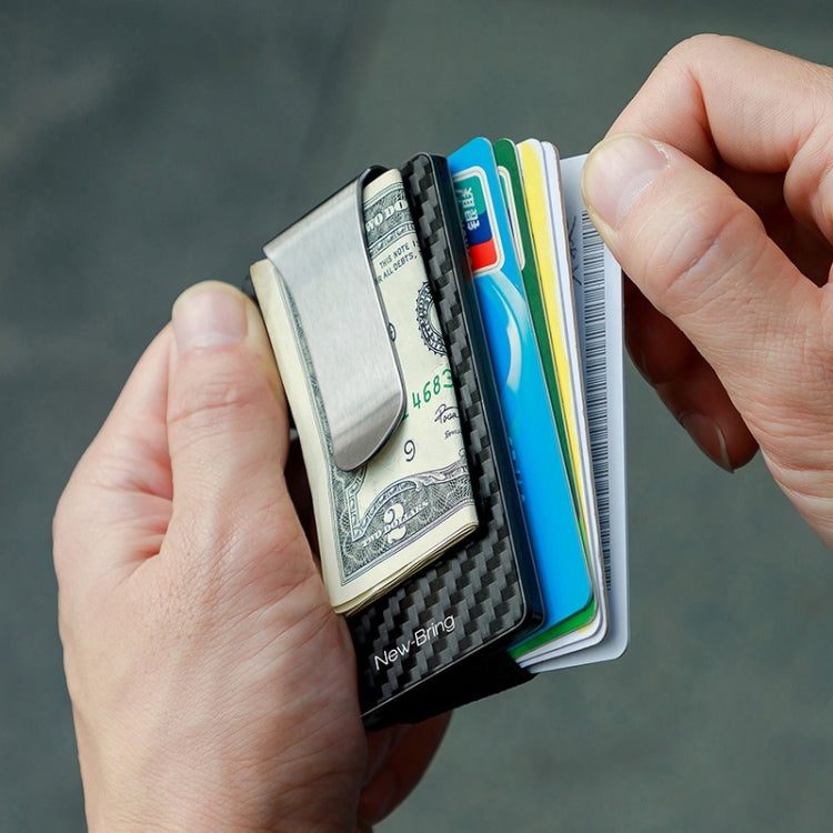 New-Bring Metal Carbon Fiber Wallet Ultra-Thin Card Holder Male RFID Anti-Theft Simple Wallet Bank Credit Card Storage Device(Black) by New-Bring