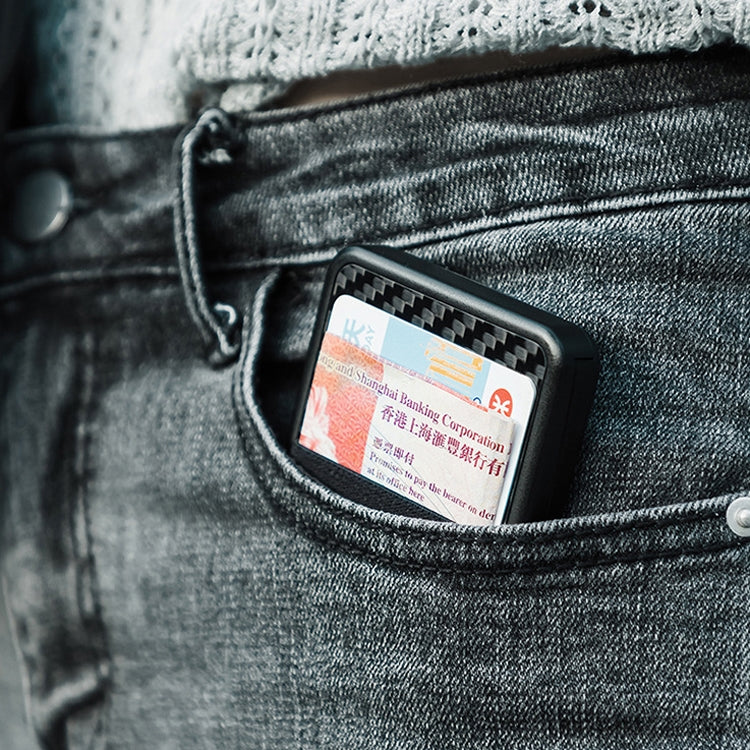 New-Bring Carbon Fiber Metal Card Holder Male Personality Card Holder Anti-Theft RFID Ultra-Thin Small Card Box(Black) by New-Bring