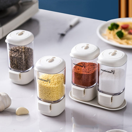 Marbrasse Metering Seasoning Box Pressing Type Seasoning Bottle Rotary Sealing Household Kitchen Seasoning Can, Specification: 2 Pieces by Marbrasse