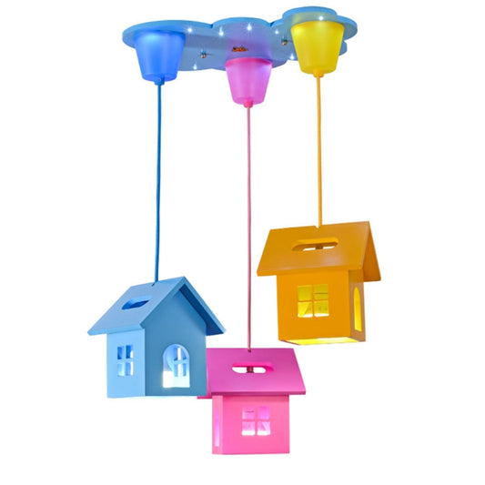 3-heads Creative Fashion Simple House Chandelier Bedroom Study Room kindergarten Lamps, Light Color:without Bulb by bashfashion