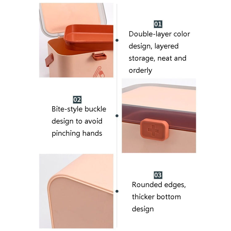 Household Plastic Small Medicine Box Portable Medicine Storage Box, Size: 21.4 x 15.8 x 14.7cm(Pink) by bashfashion