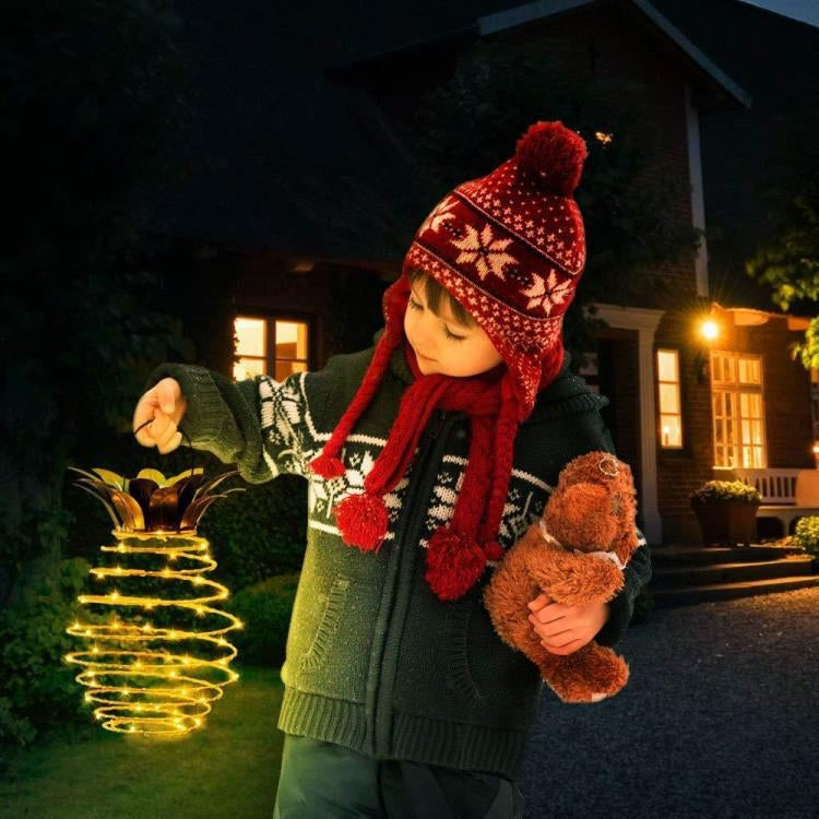 24 LEDs Solar Pineapple Lights Wrought Iron Lantern LED Copper Wire String Outdoor Waterproof Garden Decoration Lanterns by bashfashion