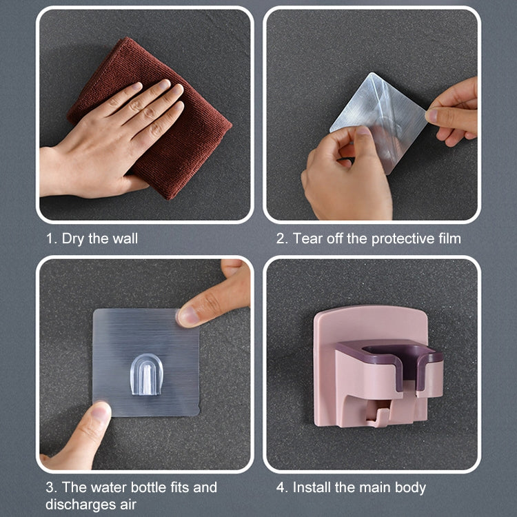 Bathroom Hair Dryer Storage Rack Wall-Mounted Shelf(Light Pink) by bashfashion