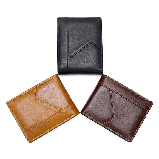 Stitching Leather Men Wallet RFID Anti-Theft Wallet(Brown) by bashfashion