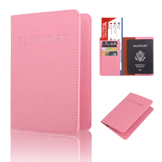 MS101 Frosted PU Multi-Card Passport Holder Travel Abroad Passport Card Holder, Color: Pink by bashfashion