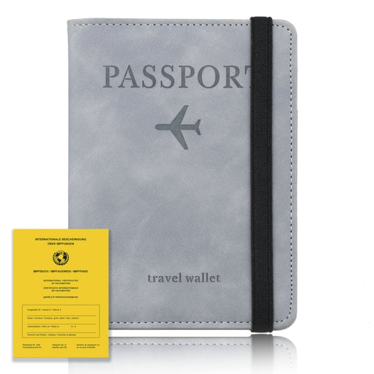 RFID Travel Passport Card Bag Elastic Band Protective Case(Gray) by bashfashion