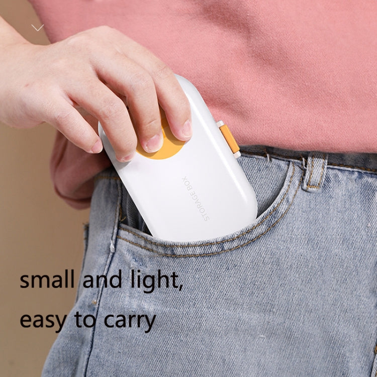 HW073 Portable Cut Medicine Large-capacity Pill Box Compartment Sealed Small Pill Box(White Yellow) by bashfashion