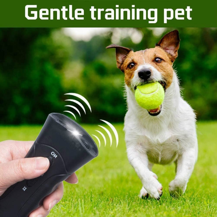 LED Flashlight Ultrasonic Dog Repeller Portable Dog Trainer, Colour: Single-headed Yellow(Colorful Package) by bashfashion