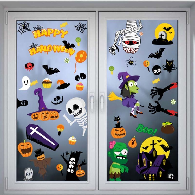2 Sets SQ629 Halloween Electrostatic Window Stickers Party Decoration Glass Window Wall Double-Sided Stickers, Specification: Halloween Ghost by bashfashion