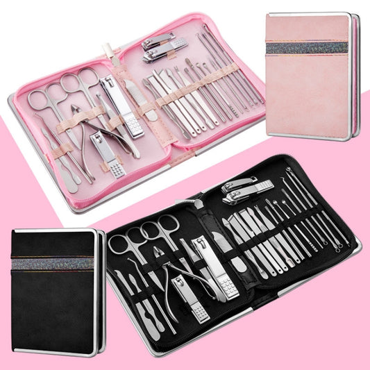 26 In 1 Black Nail Clipper Set Manicure Set Stainless Steel Nail Clipper Manicure Tool by bashfashion