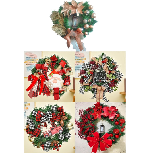 Christmas Decorations Cane Wreath Garland Door Hanger, Size: 25cm(Champagne Flower) by bashfashion