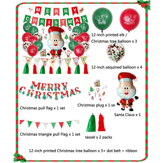 Christmas Pull Flag Aluminum Film Balloon Window Party Decoration Balloons Set(Cute Elderly) by bashfashion
