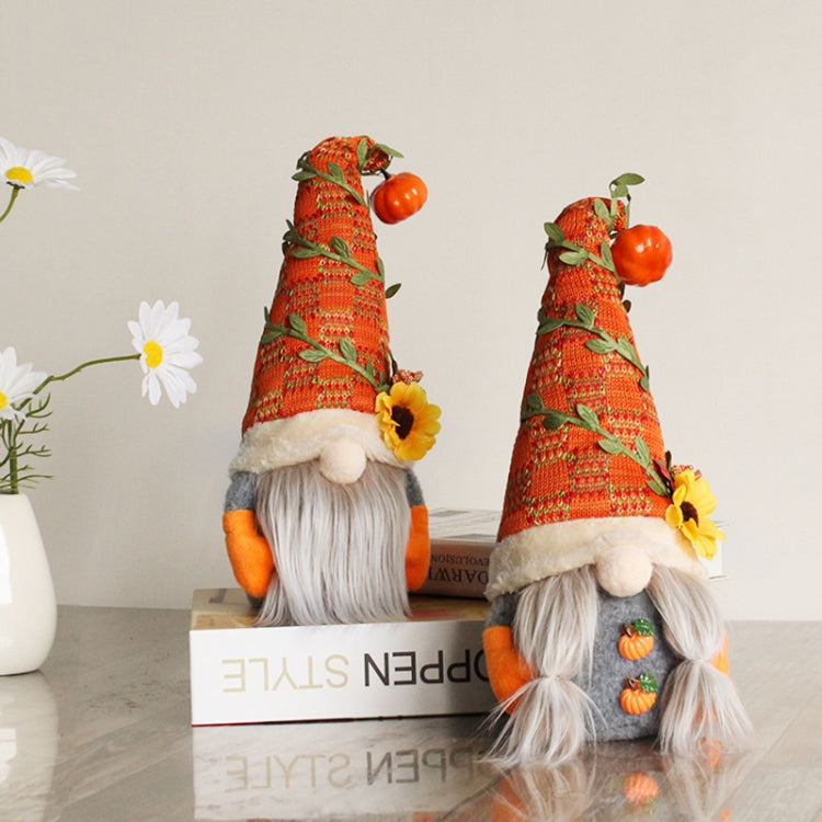 Pumpkin Sunflower Faceless Doll Dwarf Ornaments(Braid) by bashfashion