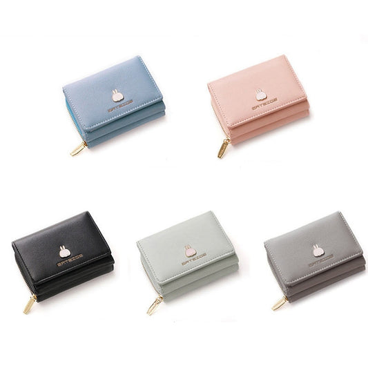 BATSIOE Square Ladies Wallet Tri-Fold Multi-Function Card Holder Zipper Cartoon Coin Purse(Pink) by BATSIOE