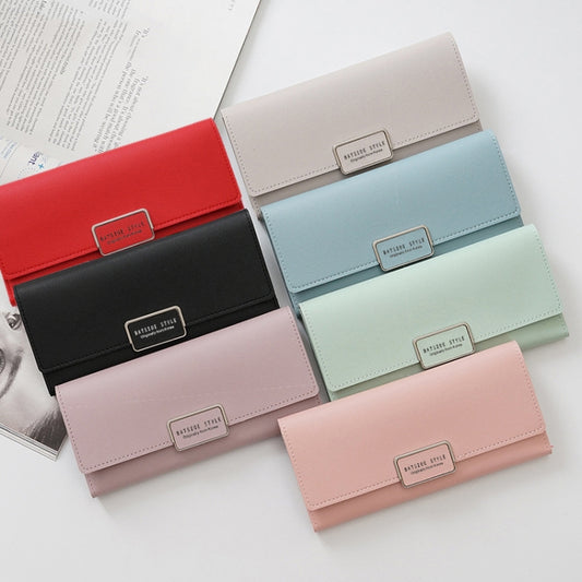 BATSIOE Women Wallet Tri-Fold Long Type Buckle Clutch Multi-Card Pocket PU Wallet(Light Pink) by BATSIOE