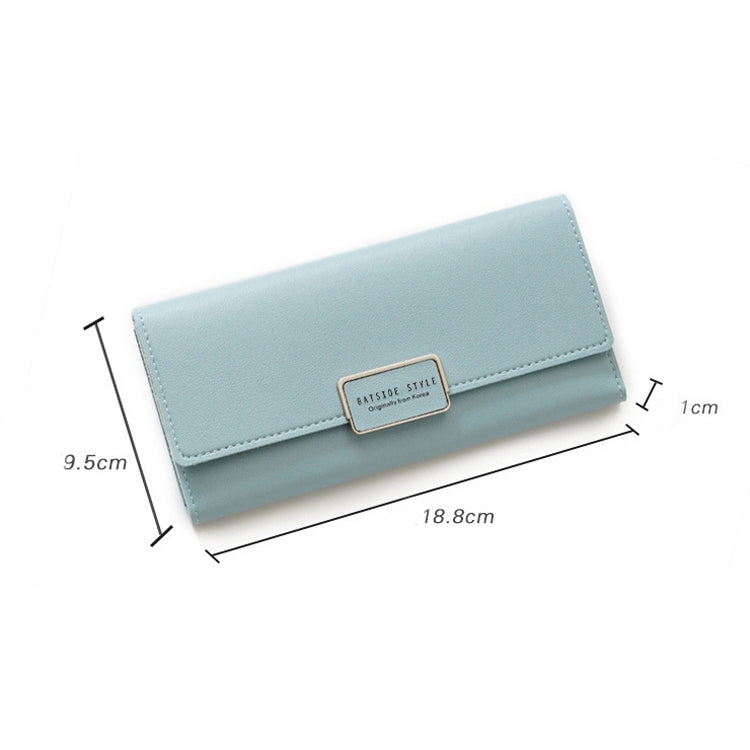 BATSIOE Women Wallet Tri-Fold Long Type Buckle Clutch Multi-Card Pocket PU Wallet(Ice Green) by bashfashion